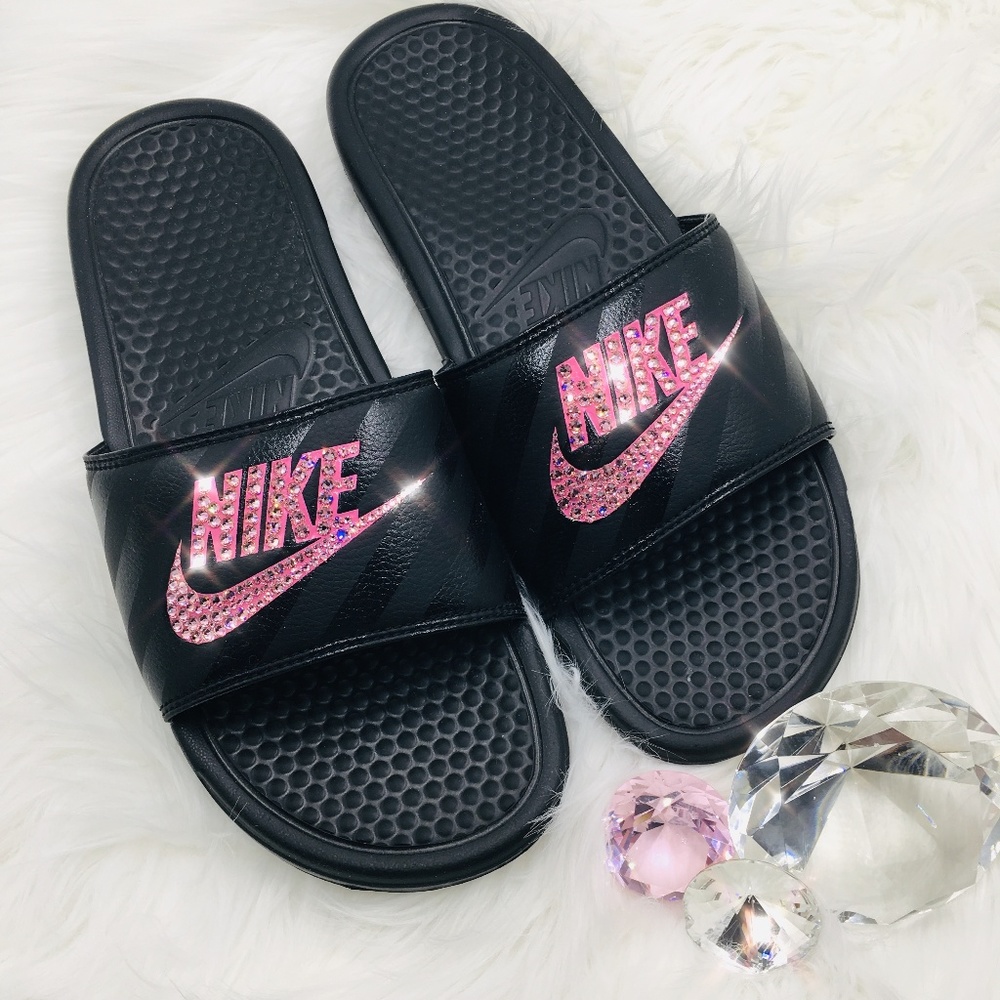 Bling Nike Benassi JDI Slides w Swarovski Crystals